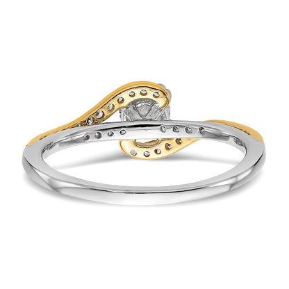 14K Bicolor Verlobungsring im Überkreuz-Design mit Zirkonia, Peg-Fassung