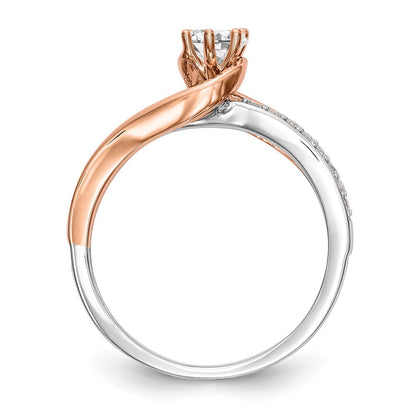 10K Bicolor Roségold und Weißgold Verlobungsring mit 0,375 ct. im Labor gezüchteten Diamanten, VS/SI, By-Pass-Design, komplett
