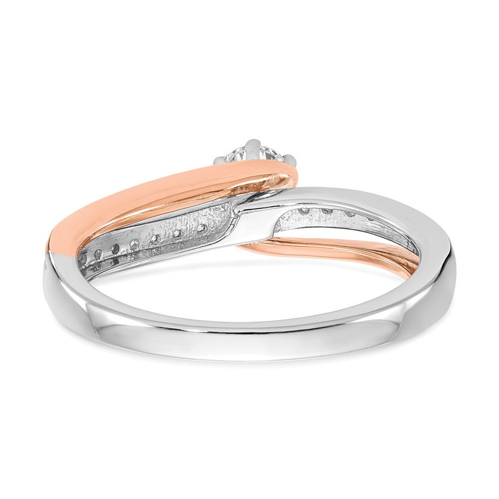 10K Bicolor Roségold und Weißgold Verlobungsring mit 0,375 ct. im Labor gezüchteten Diamanten, VS/SI, By-Pass-Design, komplett