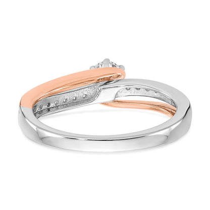 10K Bicolor Roségold und Weißgold Verlobungsring mit 0,375 ct. im Labor gezüchteten Diamanten, VS/SI, By-Pass-Design, komplett