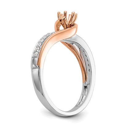 10K Bicolor Roségold und Weißgold Verlobungsring mit 0,375 ct. im Labor gezüchteten Diamanten, VS/SI, By-Pass-Design, komplett