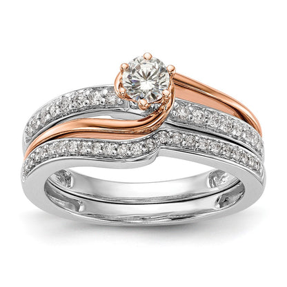 10K Bicolor Roségold und Weißgold Verlobungsring mit 0,375 ct. im Labor gezüchteten Diamanten, VS/SI, By-Pass-Design, komplett