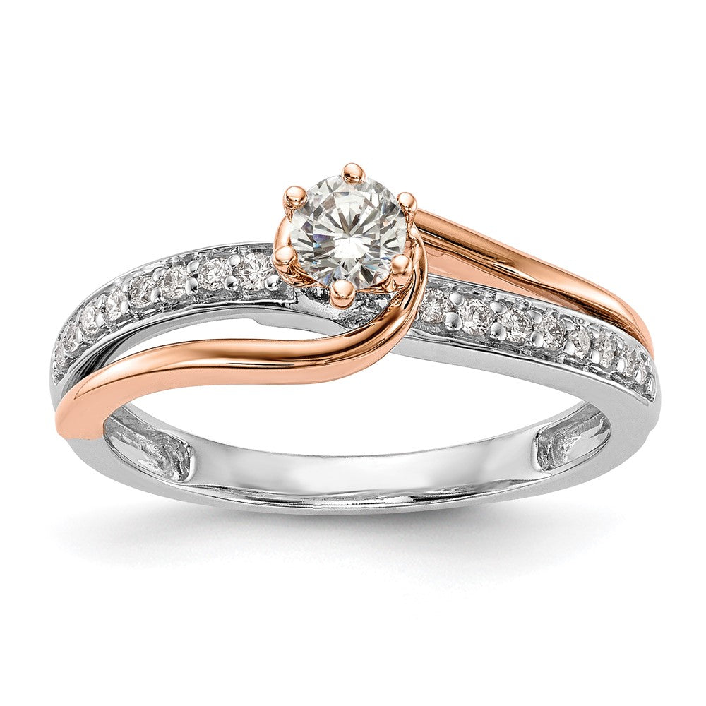 10K Bicolor Roségold und Weißgold Verlobungsring mit 0,375 ct. im Labor gezüchteten Diamanten, VS/SI, By-Pass-Design, komplett