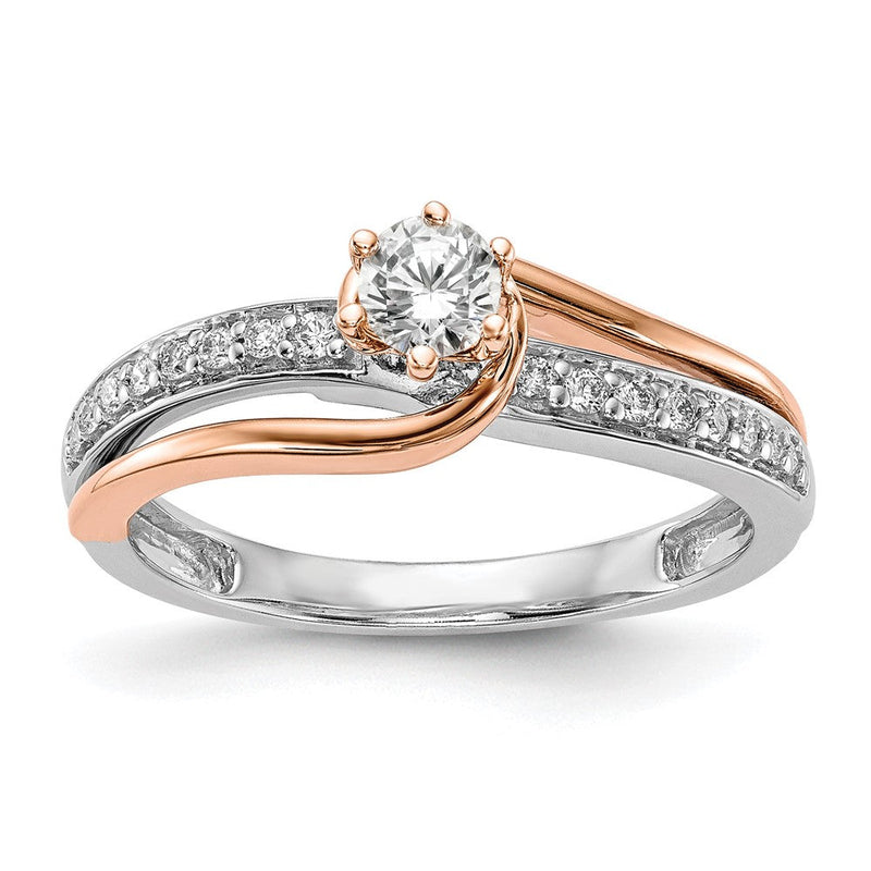 14K Bicolor Verlobungsring mit rundem Zirkonia