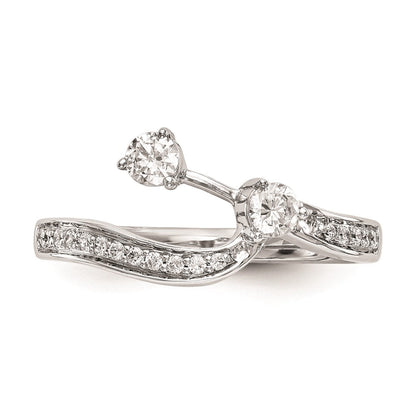 14K Weißgold Damen-Ehering mit natürlichen Diamanten, konturierte Form