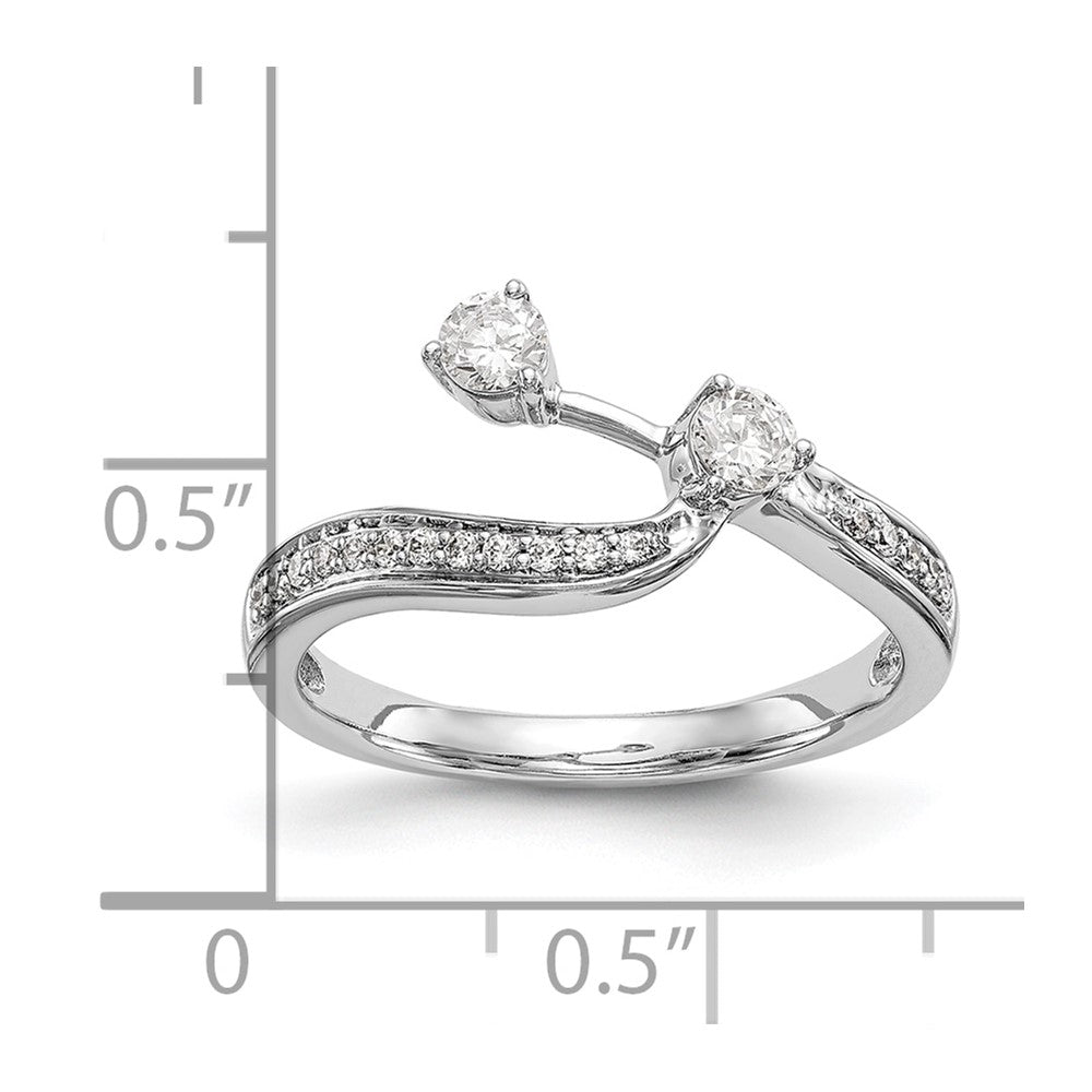 14K Weißgold Damen-Ehering mit natürlichen Diamanten, konturierte Form