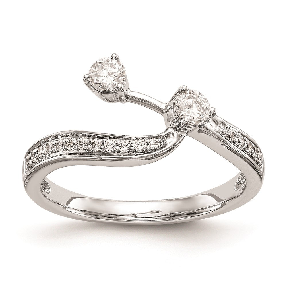 14K Weißgold Damen-Ehering mit natürlichen Diamanten, konturierte Form