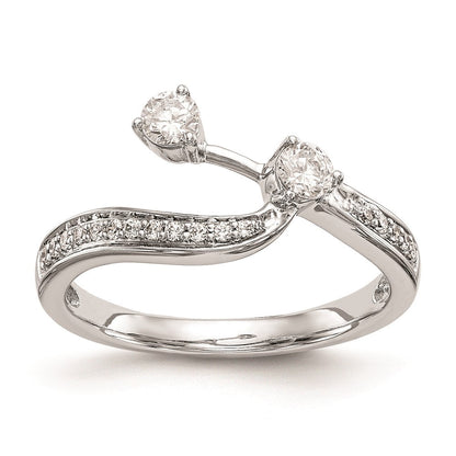 14K Weißgold Damen-Ehering mit natürlichen Diamanten, konturierte Form