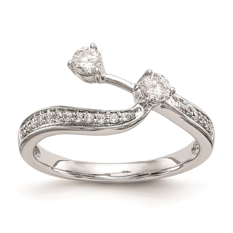 14K Weißgold Ehering für Damen mit natürlichen Diamanten, konturierte Form