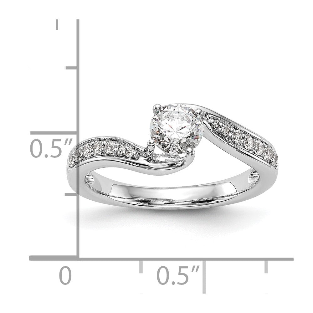 14K Weißgold Verlobungsring mit 0,625 ct. Labor-Diamant, VS/SI, Überkreuz-Design