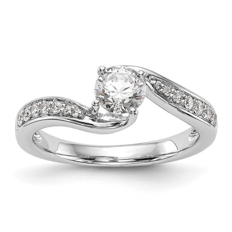 14K Weißgold Verlobungsring mit 0,625 ct. Labor-Diamant, VS/SI, Überkreuz-Design