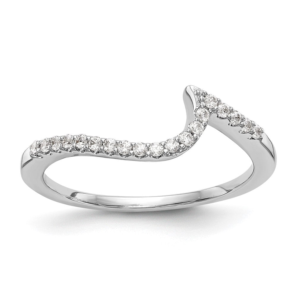 14K Weißgold Konturierter Ehering mit natürlichen Diamanten