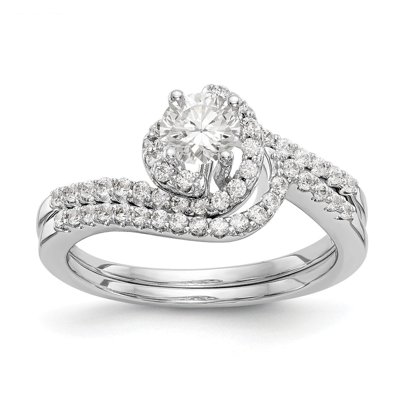 1 Ct. Natürlich Diamant By-pass Style Bridal Verlobungsring Set 14K Weißgold