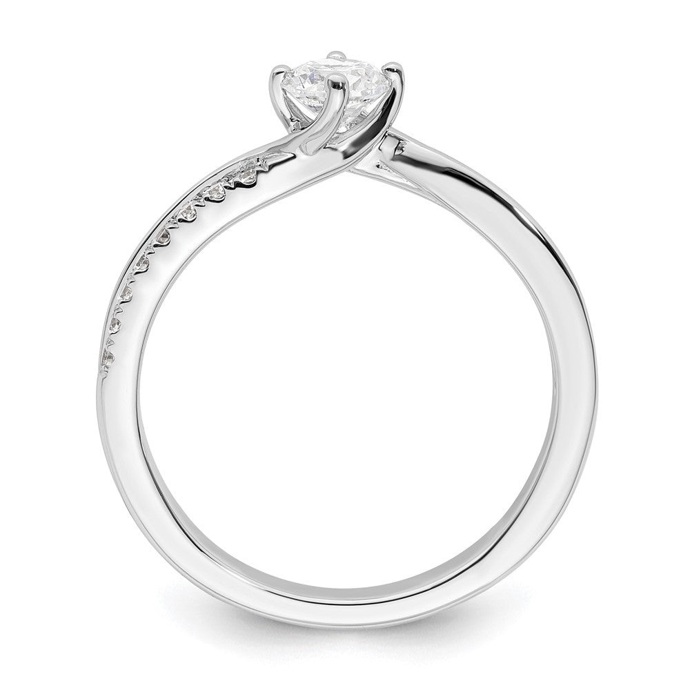 14K Weißgold By Pass (holds 1/3 Karat (4.5mm) Rund Mittig) 1/6 Diamant Halbfassung Verlobungsring