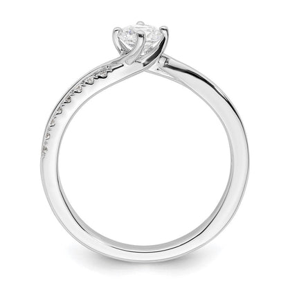 14K Weißgold By Pass (holds 1/3 Karat (4.5mm) Rund Mittig) 1/6 Diamant Halbfassung Verlobungsring