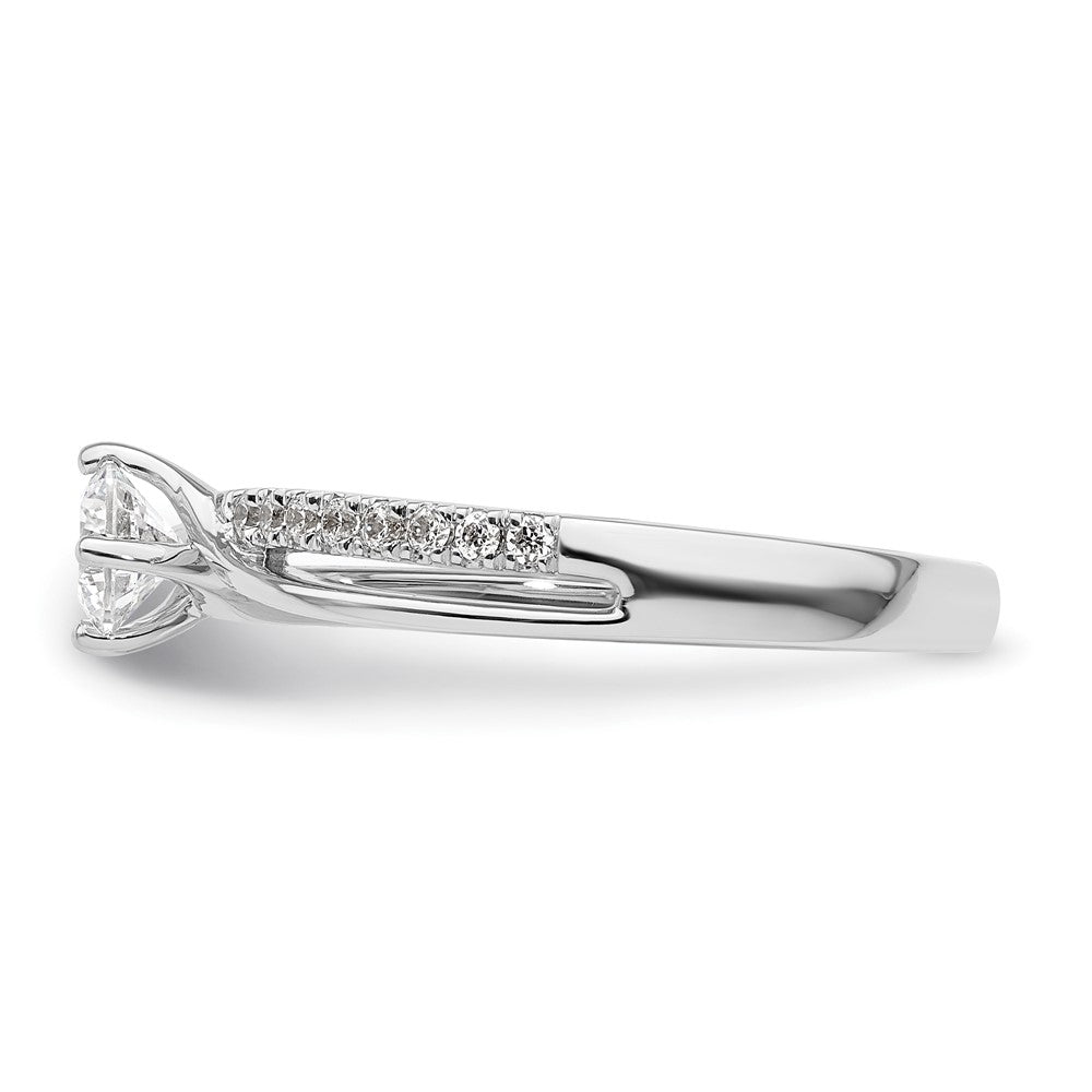 14K Weißgold By Pass (holds 1/3 Karat (4.5mm) Rund Mittig) 1/6 Diamant Halbfassung Verlobungsring