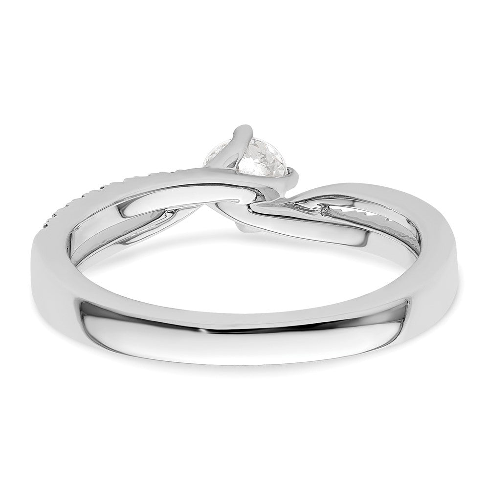 14K Weißgold By Pass (holds 1/3 Karat (4.5mm) Rund Mittig) 1/6 Diamant Halbfassung Verlobungsring