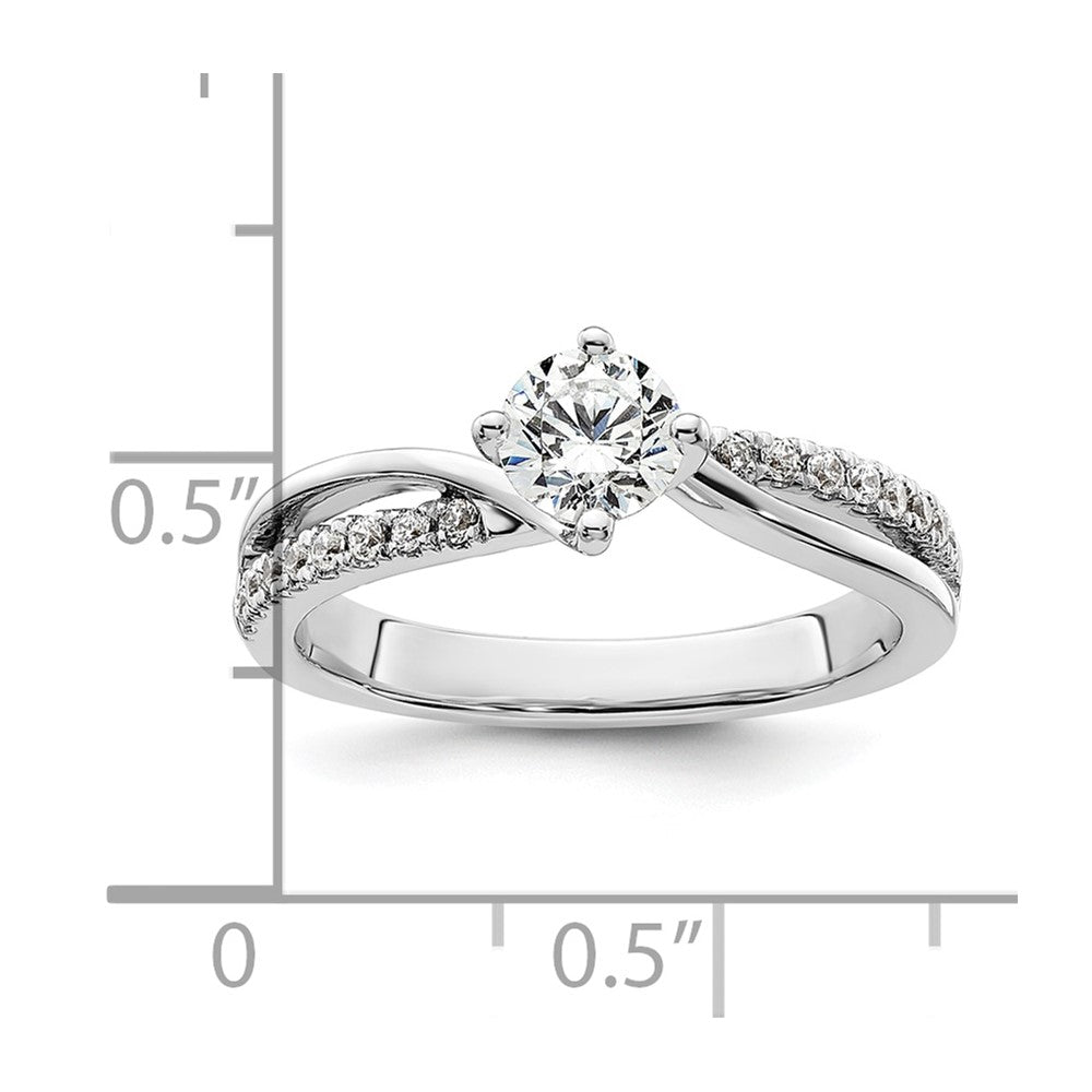 14K Weißgold Verlobungsring mit 0,5 ct. runden Labordiamanten VS/SI+ G+