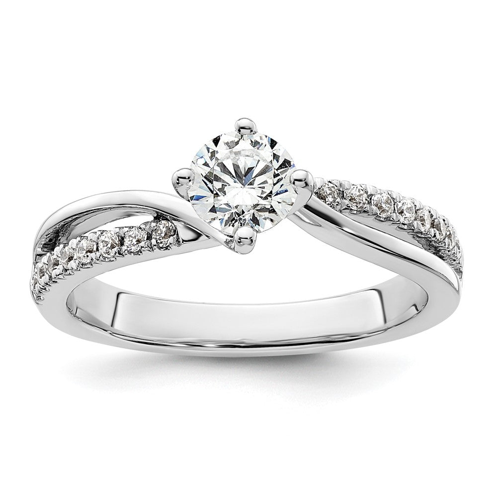 14K Weißgold Verlobungsring mit 0,5 ct. runden Labordiamanten VS/SI+ G+