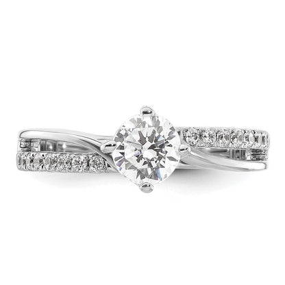14K Weißgold Verlobungsring mit 0,43 ct. Diamant im Rundschliff, VS/SI+ G+, aus dem Labor gezüchtet