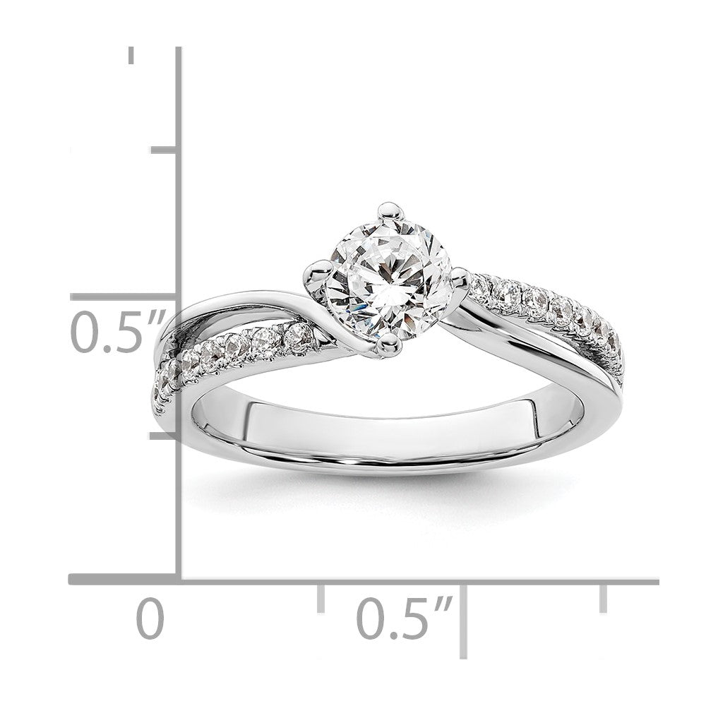 14K Weißgold Verlobungsring mit 0,43 ct. Diamant im Rundschliff, VS/SI+ G+, aus dem Labor gezüchtet