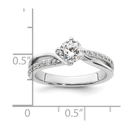14K Weißgold Verlobungsring mit 0,43 ct. Diamant im Rundschliff, VS/SI+ G+, aus dem Labor gezüchtet