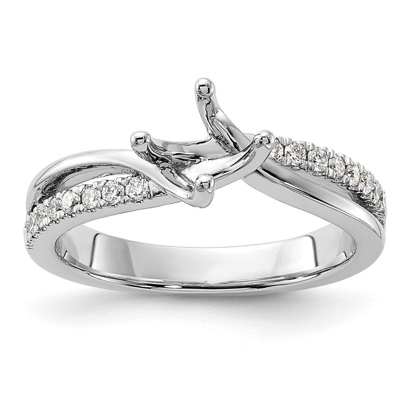 14K Weißgold By-pass (holds 3/4 Karat (5.8mm) Rund Mittig) 1/5 Karat Diamant Halbfassung Verlobungsring