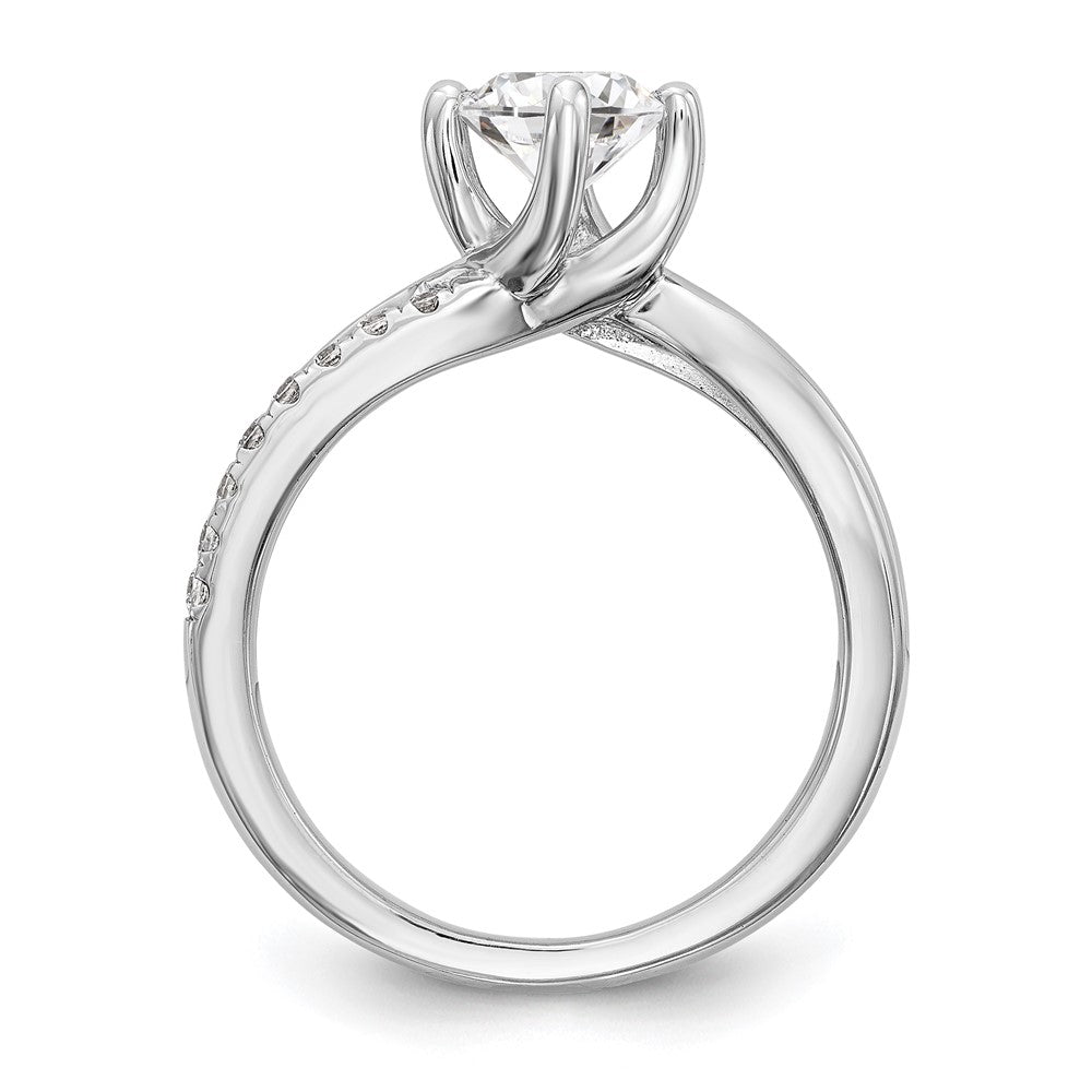 14K Weißgold By-pass (holds 1 Karat (6.5mm) Rund Mittig) 1/4 Karat Diamant Halbfassung Verlobungsring