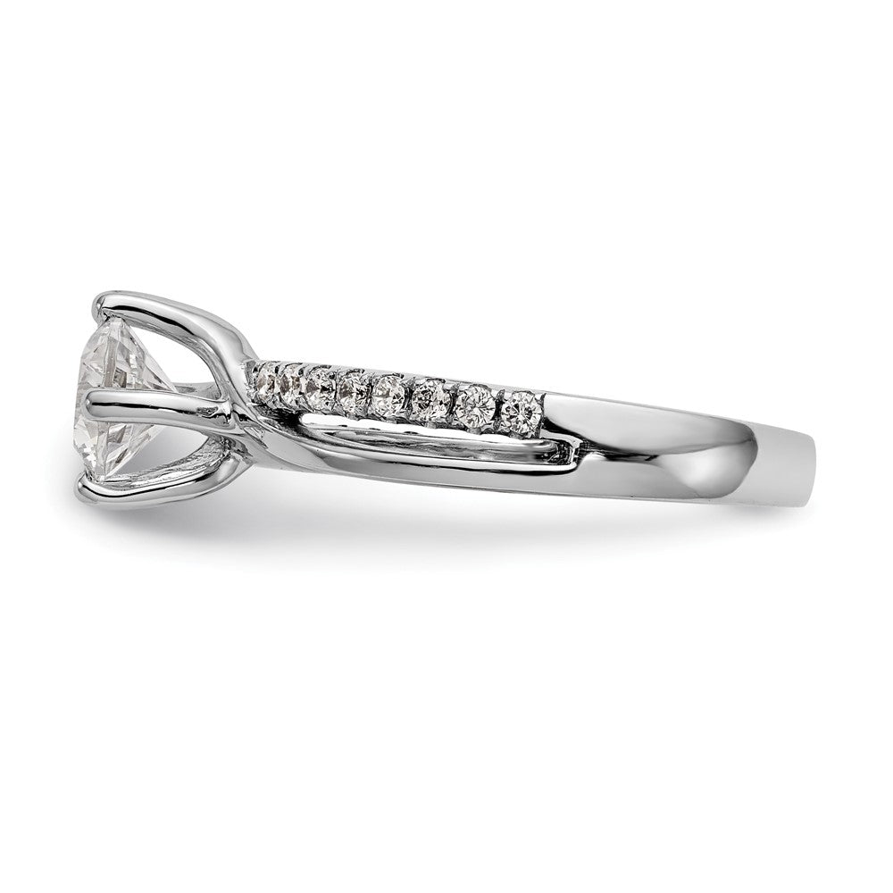 14K Weißgold By-pass (holds 1 Karat (6.5mm) Rund Mittig) 1/4 Karat Diamant Halbfassung Verlobungsring