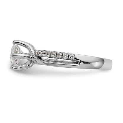 14K Weißgold By-pass (holds 1 Karat (6.5mm) Rund Mittig) 1/4 Karat Diamant Halbfassung Verlobungsring