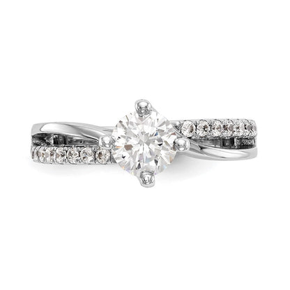 14K Weißgold By-pass (holds 1 Karat (6.5mm) Rund Mittig) 1/4 Karat Diamant Halbfassung Verlobungsring