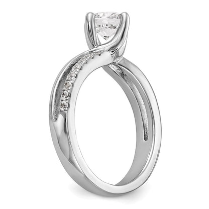 14K Weißgold By-pass (holds 1 Karat (6.5mm) Rund Mittig) 1/4 Karat Diamant Halbfassung Verlobungsring