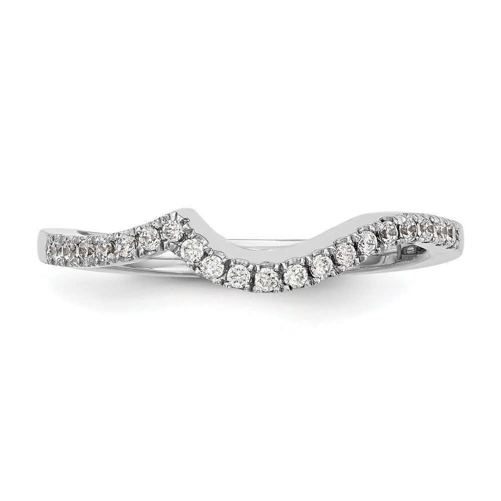 14K Weißgold Ehering mit natürlichen Diamanten, konturiert