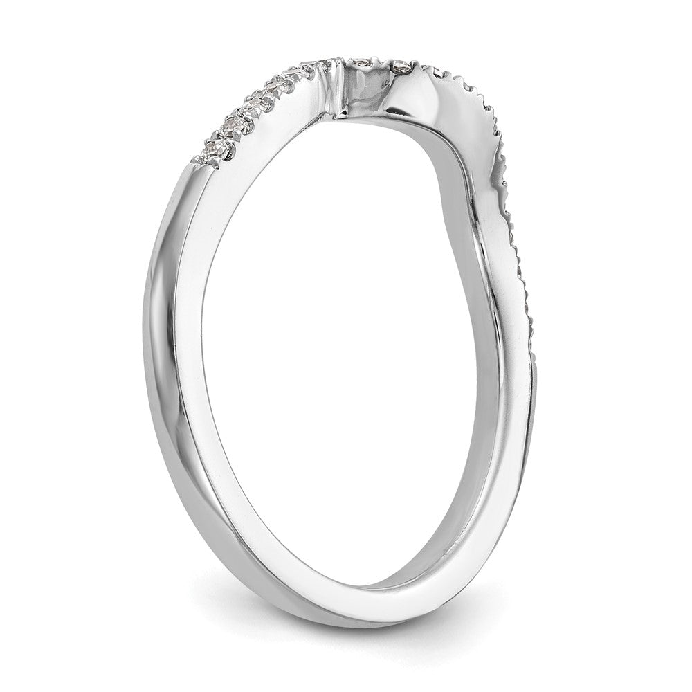14K Weißgold Ehering mit natürlichen Diamanten, konturiert