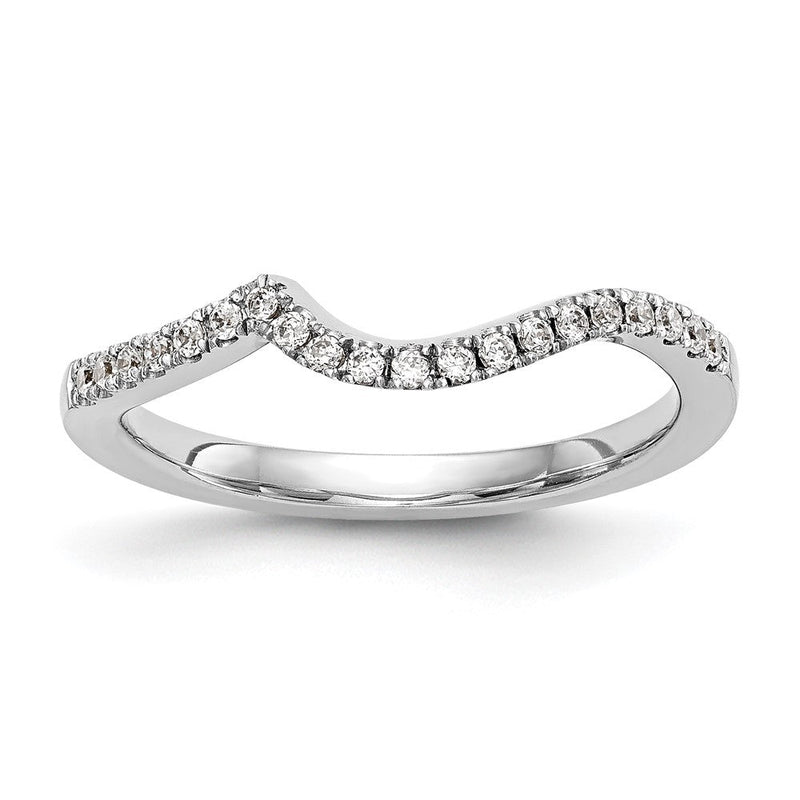 14K Weißgold Ehering mit natürlichen Diamanten, konturiert