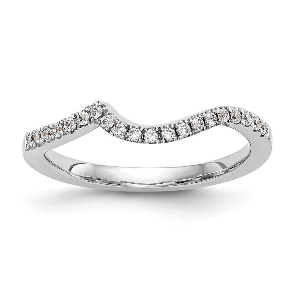 14K Weißgold Ehering mit natürlichen Diamanten, konturiert