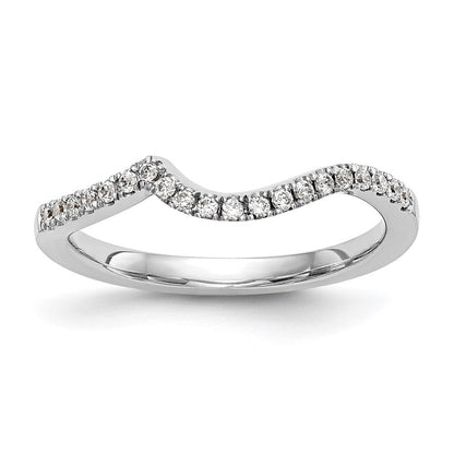 14K Weißgold Ehering mit natürlichen Diamanten, konturiert