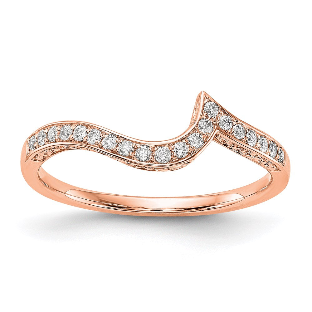 14K Roségold Ehering mit echten Diamanten