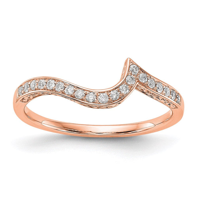 14K Roségold Ehering mit echten Diamanten
