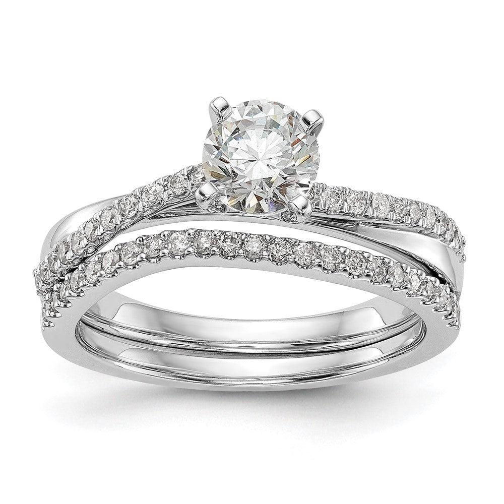 14K Weißgold Verlobungsring mit 0,125 ct. im Peg-Set gefassten Labor-gezüchteten Diamanten VS/SI+ G+