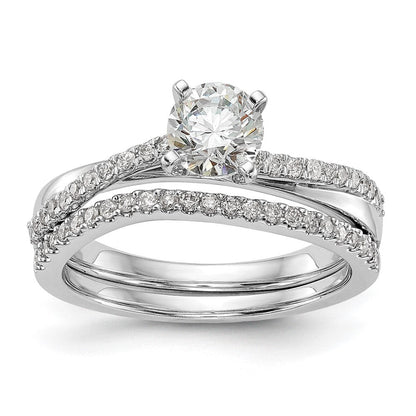 14K Weißgold Verlobungsring mit 0,125 ct. im Peg-Set gefassten Labor-gezüchteten Diamanten VS/SI+ G+