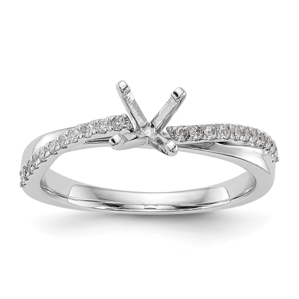 Verlobungsring aus 14K Weißgold mit Krappenfassung und simuliertem Diamanten im Bypass-Design