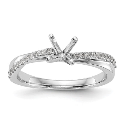 Verlobungsring aus 14K Weißgold mit Krappenfassung und simuliertem Diamanten im Bypass-Design