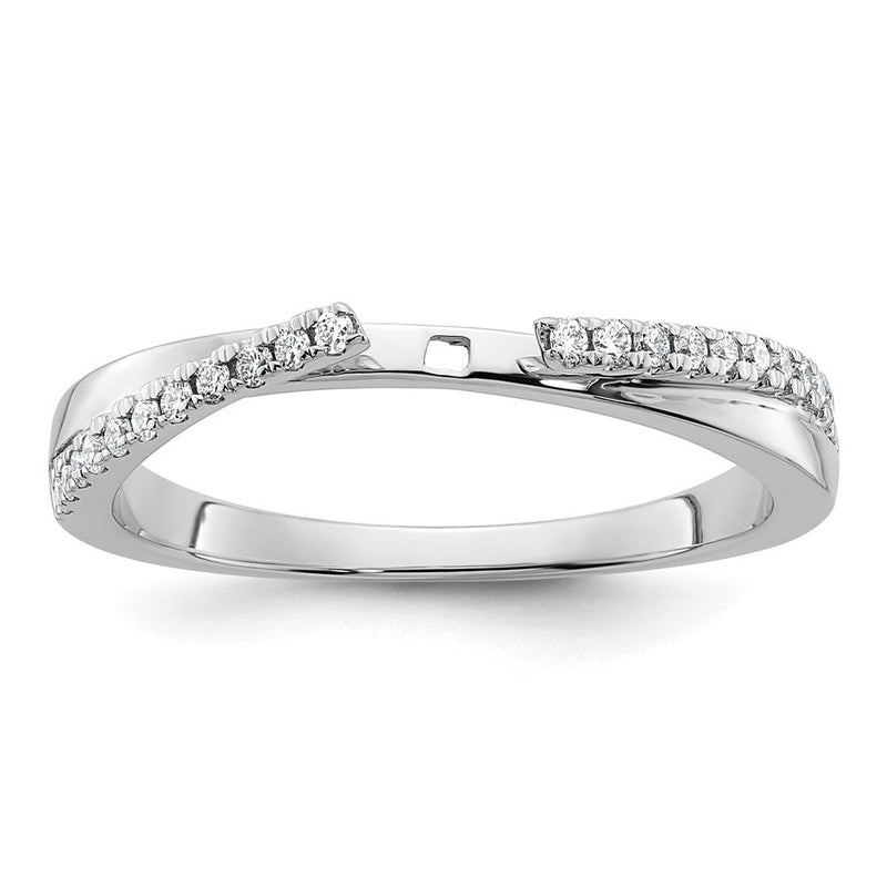 Verlobungsring aus 14K Weißgold mit Krappenfassung und simuliertem Diamanten im Bypass-Design