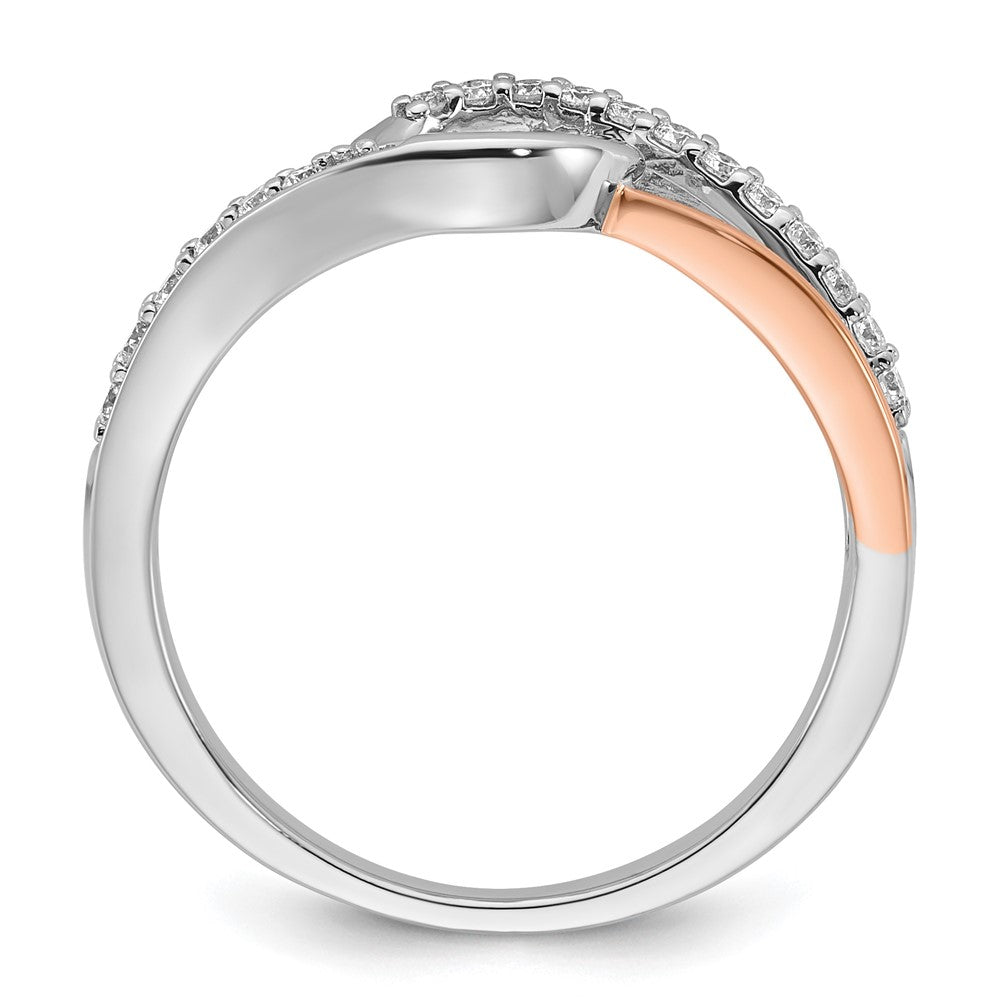 14K Weißgold Verlobungsring Bypass mit krappengefasstem Zirkonia