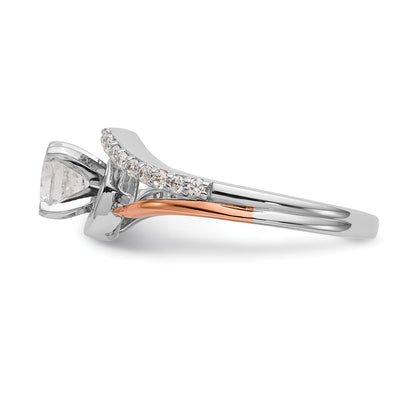 14K Bicolor Rosé- und Weißgold Verlobungsring mit 0,2 ct. im Labor gezüchteten Diamanten, VS/SI, Semi-Mount, Krappenfassung