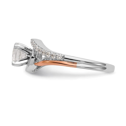 14K Bicolor Rosé- und Weißgold Verlobungsring mit 0,2 ct. im Labor gezüchteten Diamanten, VS/SI, Semi-Mount, Krappenfassung