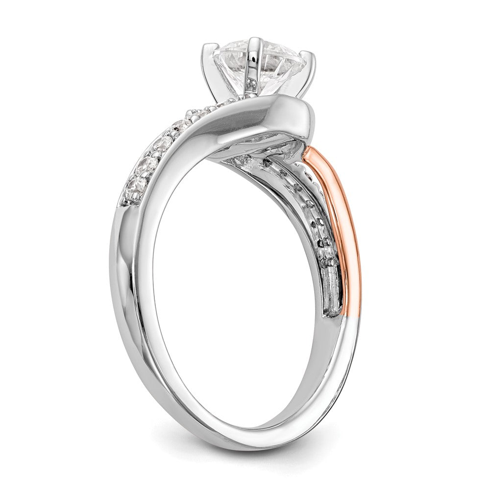 14K Weißgold Verlobungsring Bypass mit krappengefasstem Zirkonia
