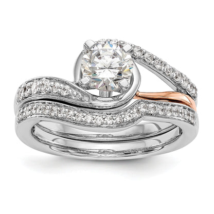 14K Bicolor Rosé- und Weißgold Verlobungsring mit 0,2 ct. im Labor gezüchteten Diamanten, VS/SI, Semi-Mount, Krappenfassung