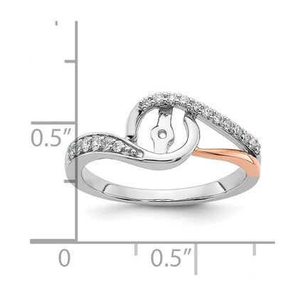 14K Weißgold Verlobungsring Bypass mit krappengefasstem Zirkonia